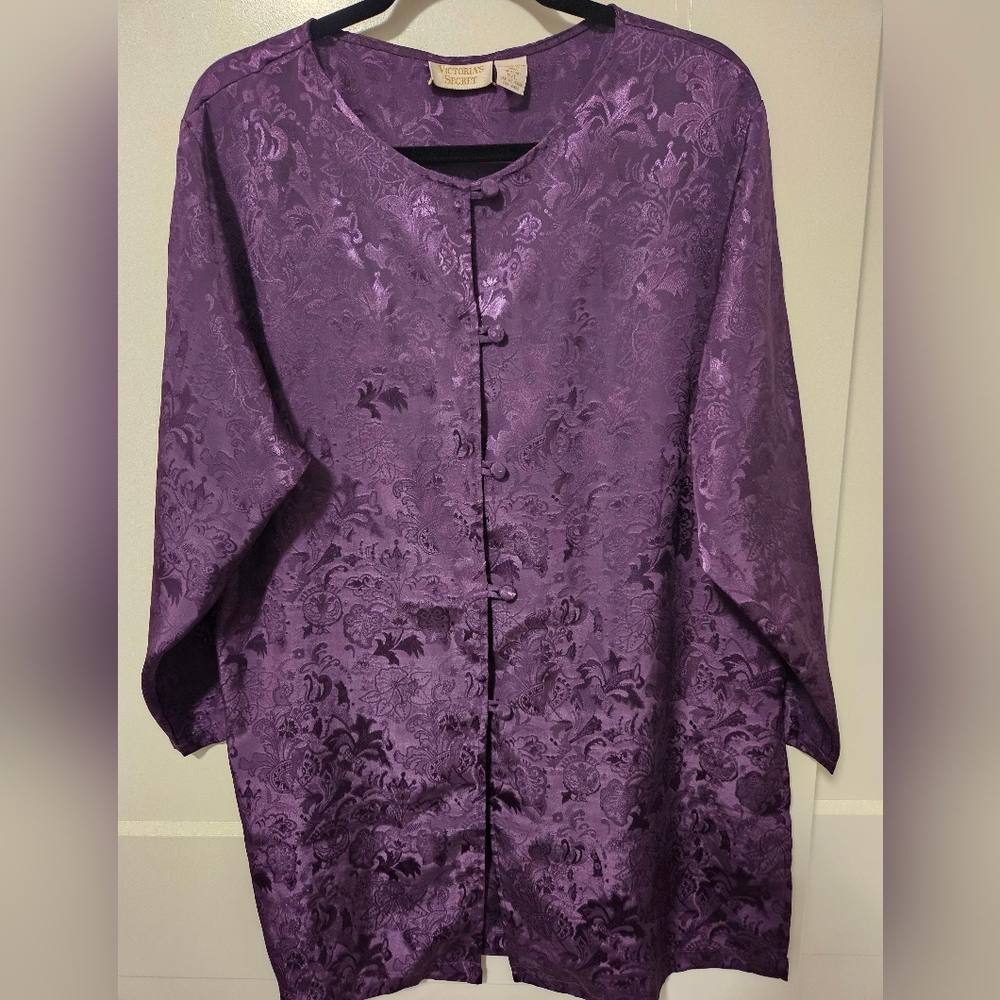 Vintage purple satin pajamas shirt dress by Victoria's Secret